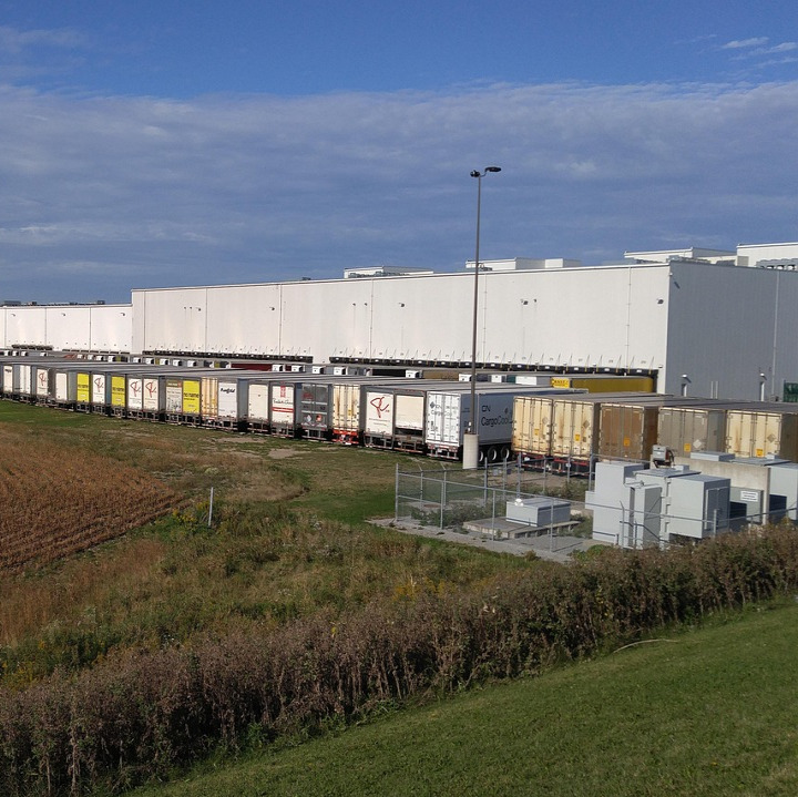 logistics truck loading dock warehouse